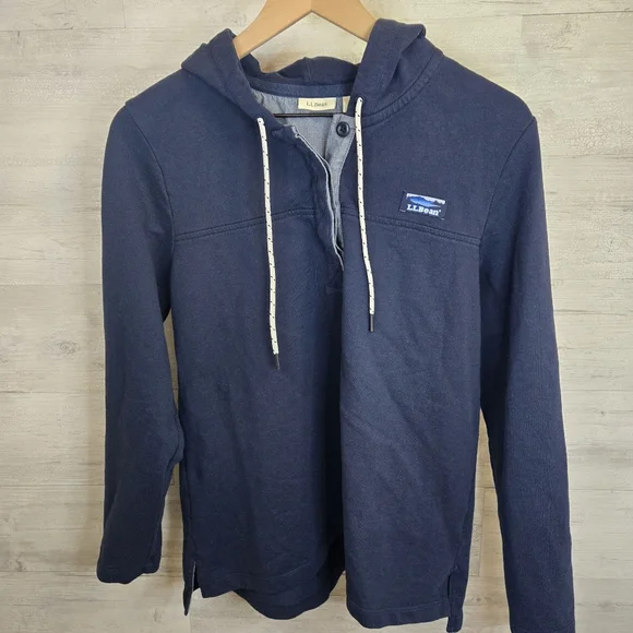 L.L. Bean Womens Hooded Sweatshirt With Button Closure - Picture 2 of 8